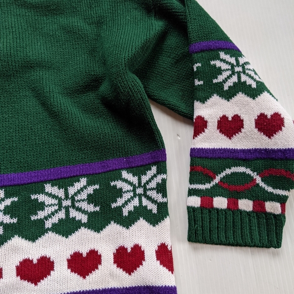 VINTAGE kids Nordic hearts & floral knit sweater - Picture 2 of 10